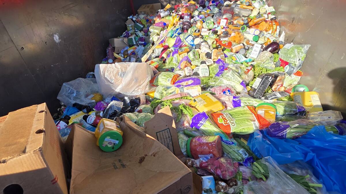Muckpro dumpster loaded with spoiled food after a commercial freezer failure in Live Oak