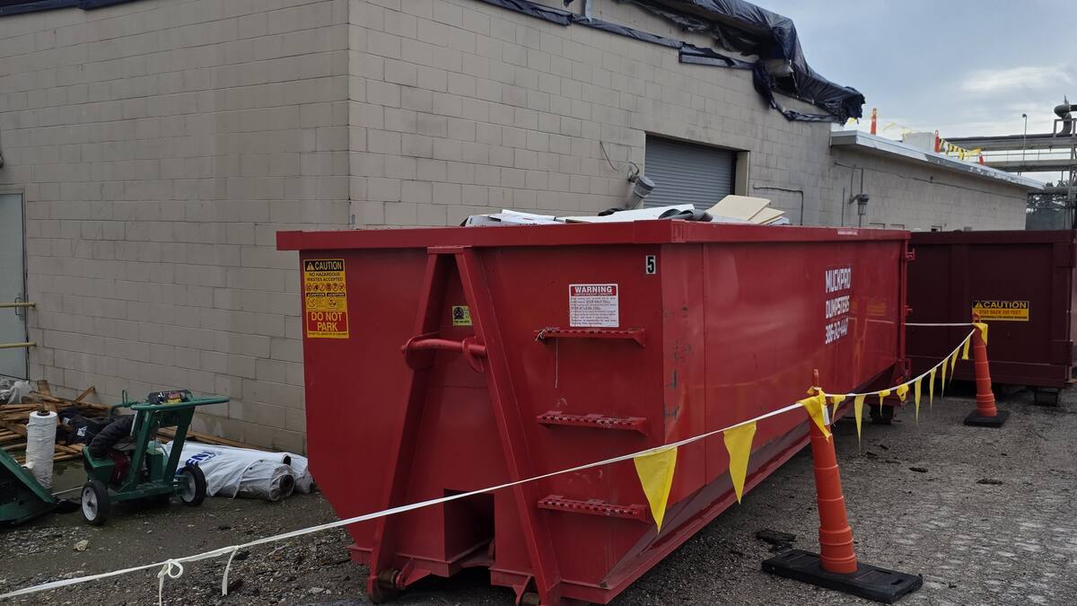 Muckpro roll-off container at an industrial site in Jasper, Florida
