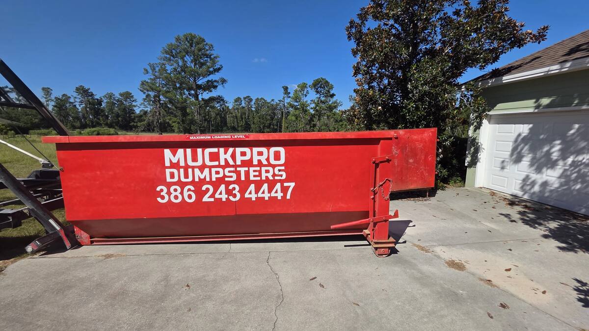 Muckpro dumpster delivered to a home in Jennings, Florida