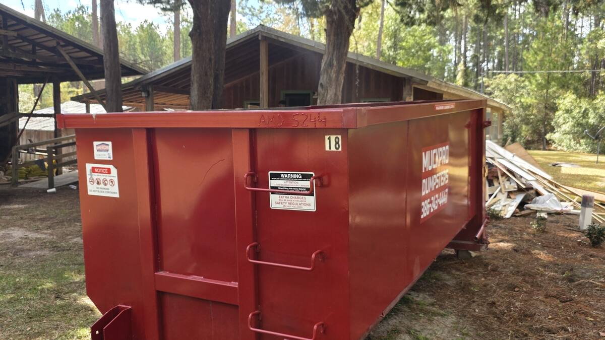 Muckpro roll-off dumpster delivered in Lake City, Florida