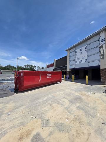 Roll-off placed on a commercial construction site